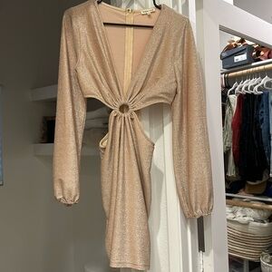 BNWOT Sparkly Cutout Mini Bodycon Dress Gold